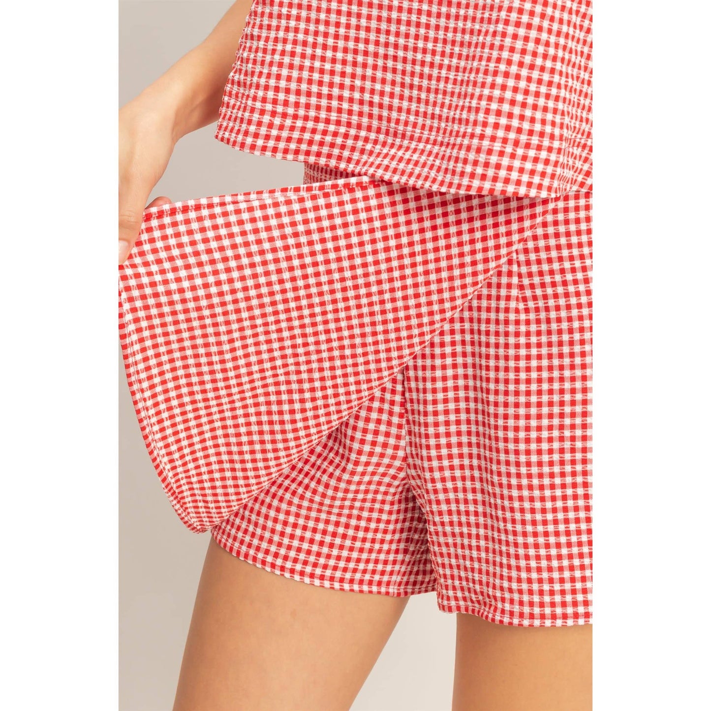 Gingham Checkered Sleeveless Top And Skort Set