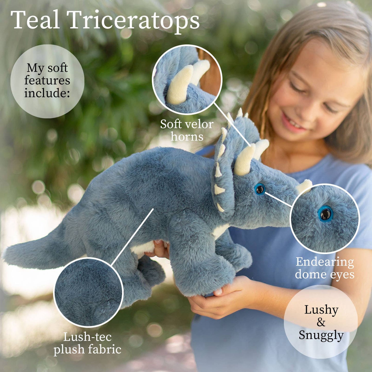 Teal Triceritops Plush Toy