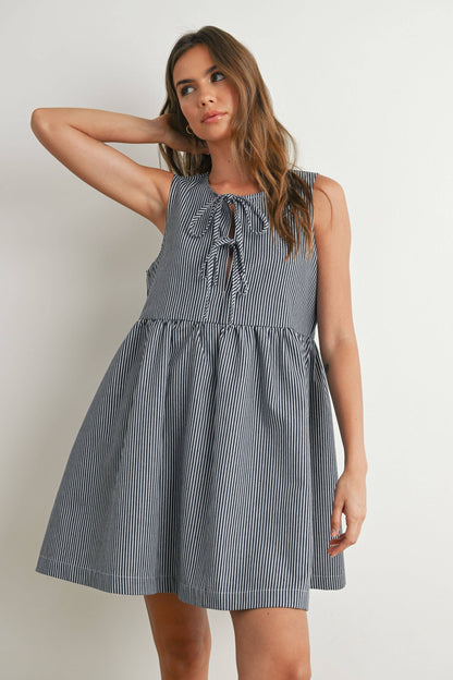 Mini Red Stripe Bowknot Dress