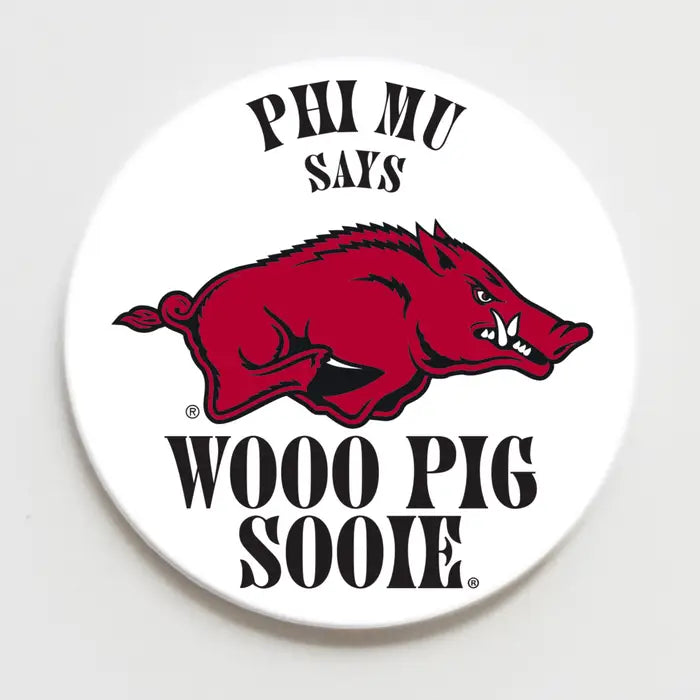 University of Arkansas Sorority Wooo Pig Button