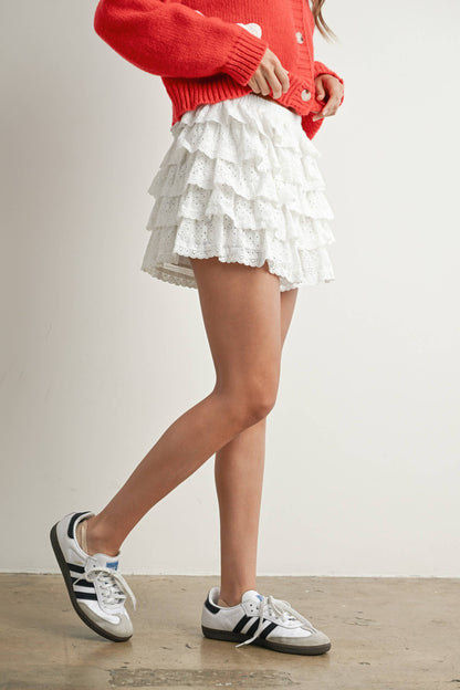 Ruffle Eyelet Mini Skort