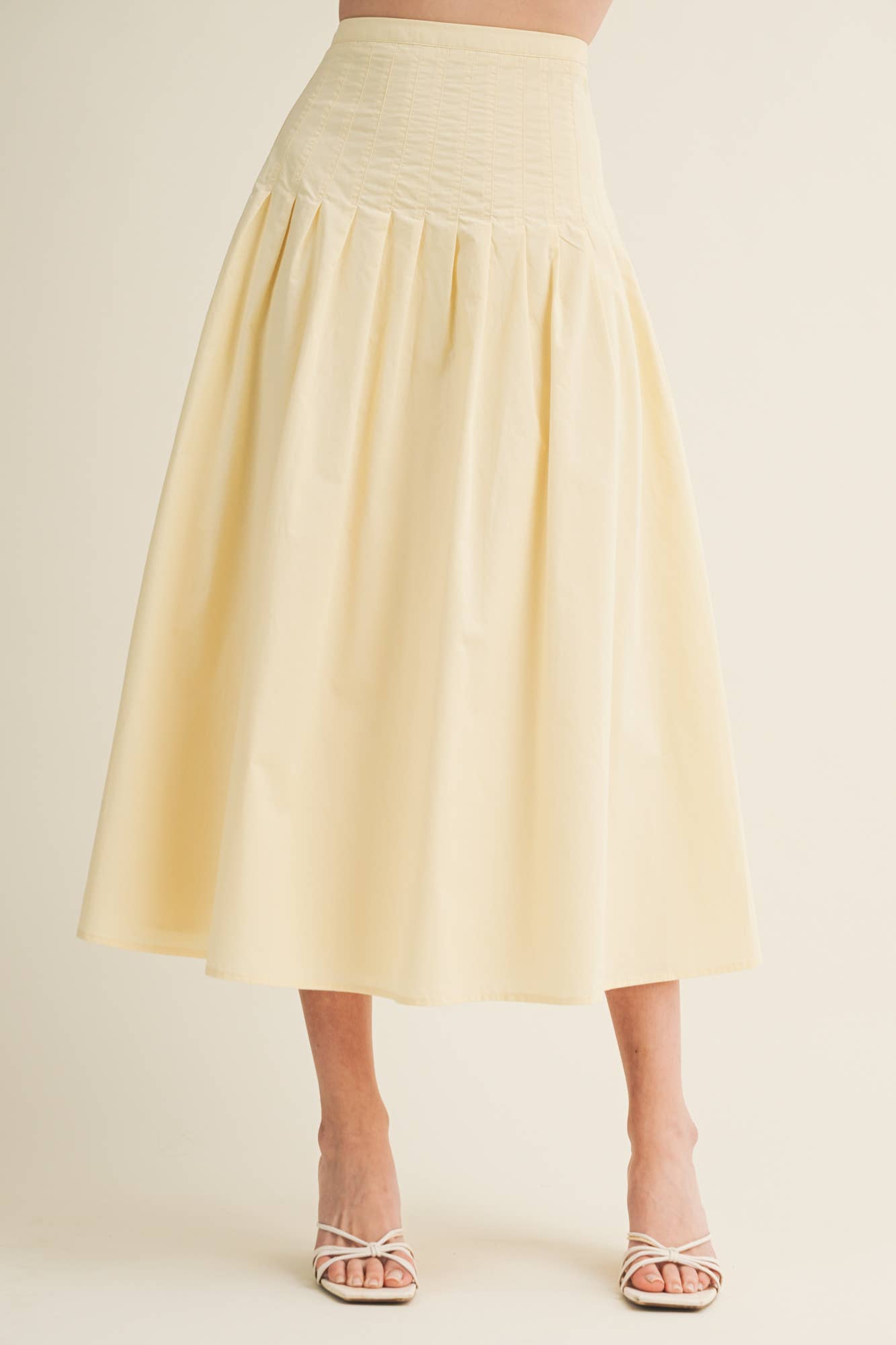 POPLIN SKIRT WITH PLEATED DETAILS