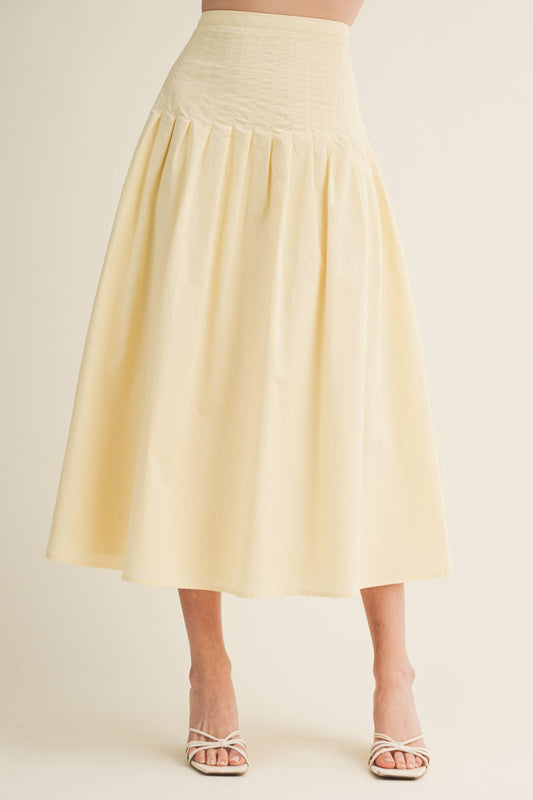POPLIN SKIRT WITH PLEATED DETAILS