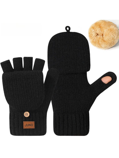 Fingerless Gloves with Mitten Flaps