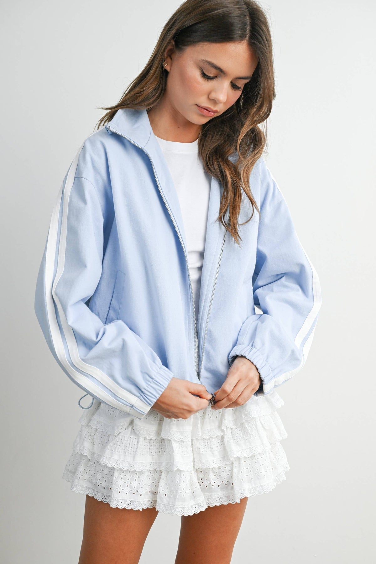 The Marina Stripe Twill Track Jacket