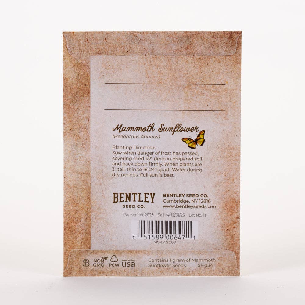 Happy Birthday - Sunflower - Mammoth Sunflower Seed Packets