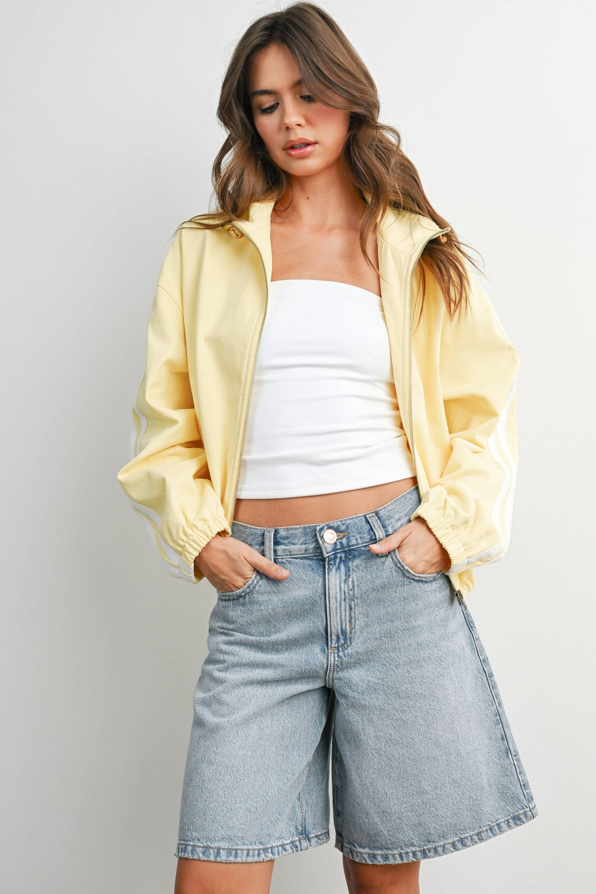 The Marina Stripe Twill Track Jacket