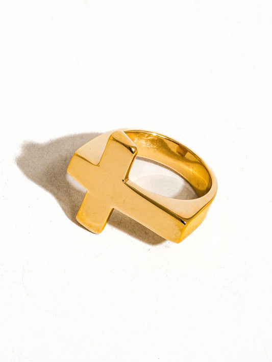 18k Gold Cross Ring