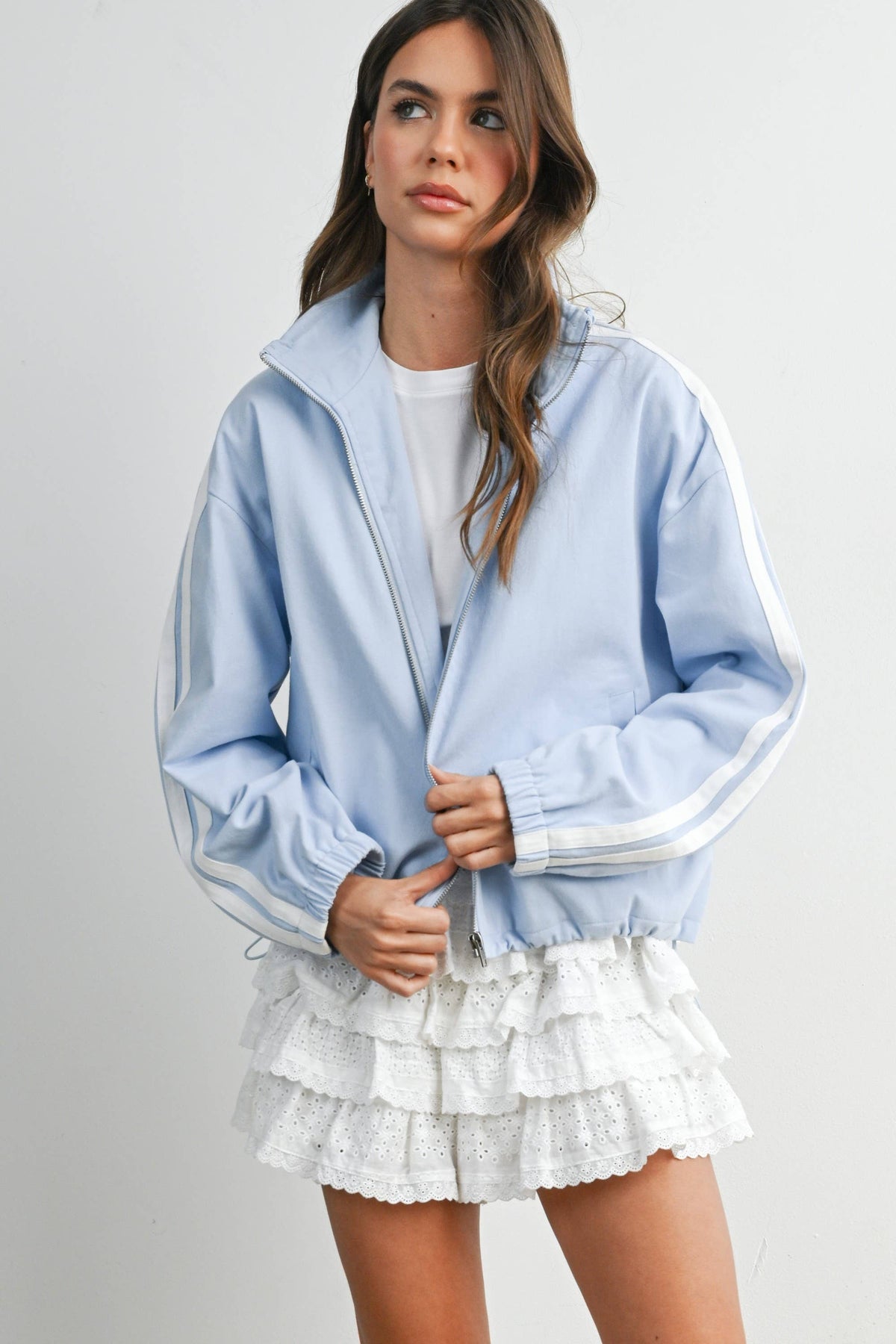 The Marina Stripe Twill Track Jacket
