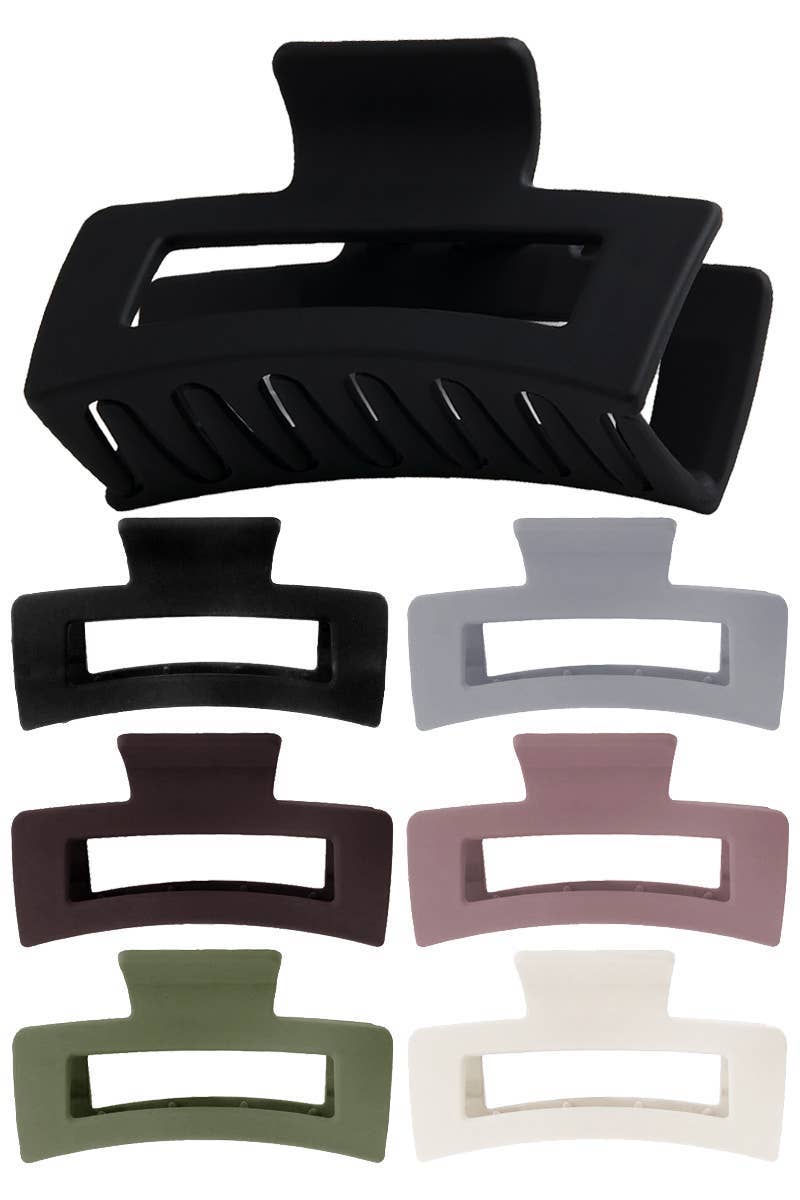 Matte Neutral Wide Block Y2k Clip Hair Claw