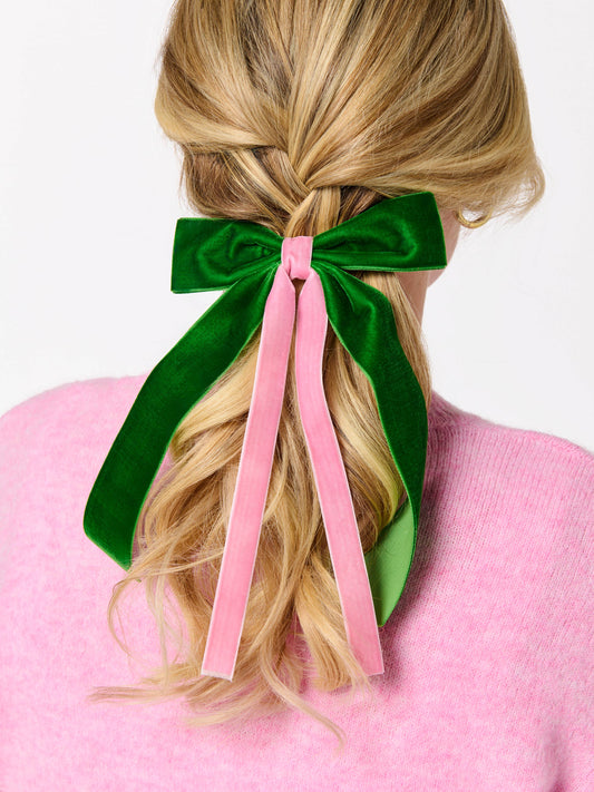 TWO-TONE VELVET BOW CLIP