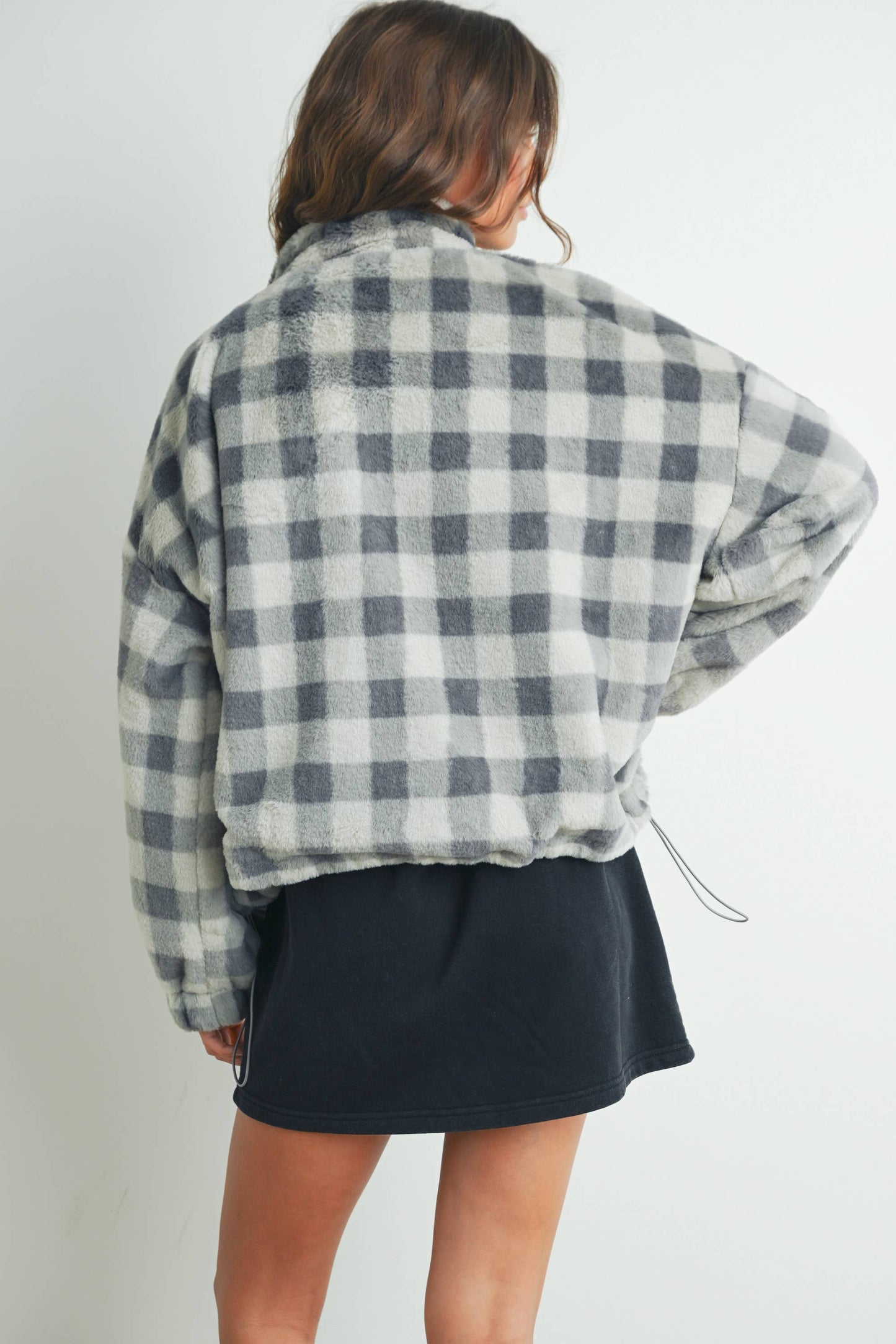 Drop Shoulder Plaid Jacket