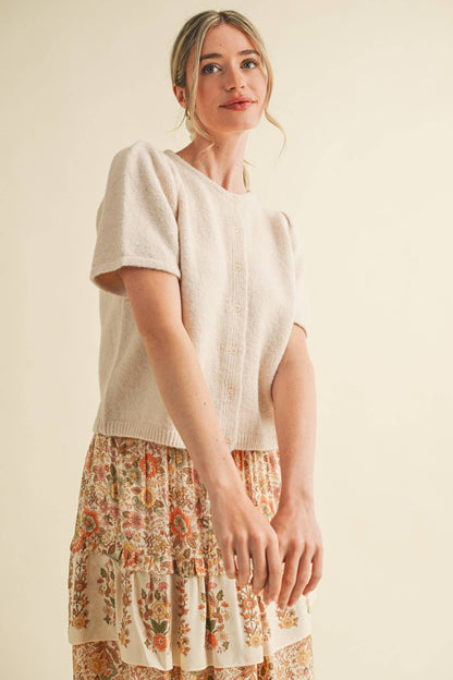 PUFF SLEEVE CARDIGAN