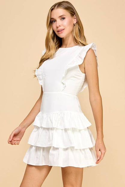 Ruffled Shoulders Mini Dress