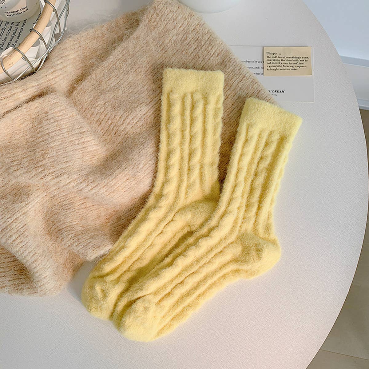 Cable Knit Fuzzy Socks