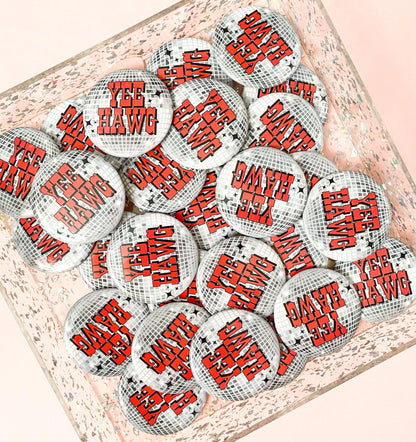 Yee Hawg Disco Button Pin