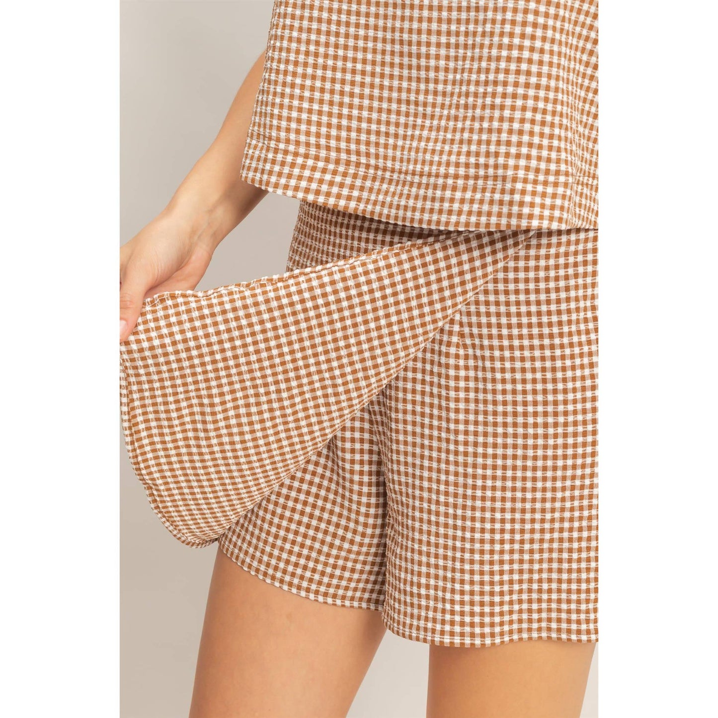 Gingham Checkered Sleeveless Top And Skort Set