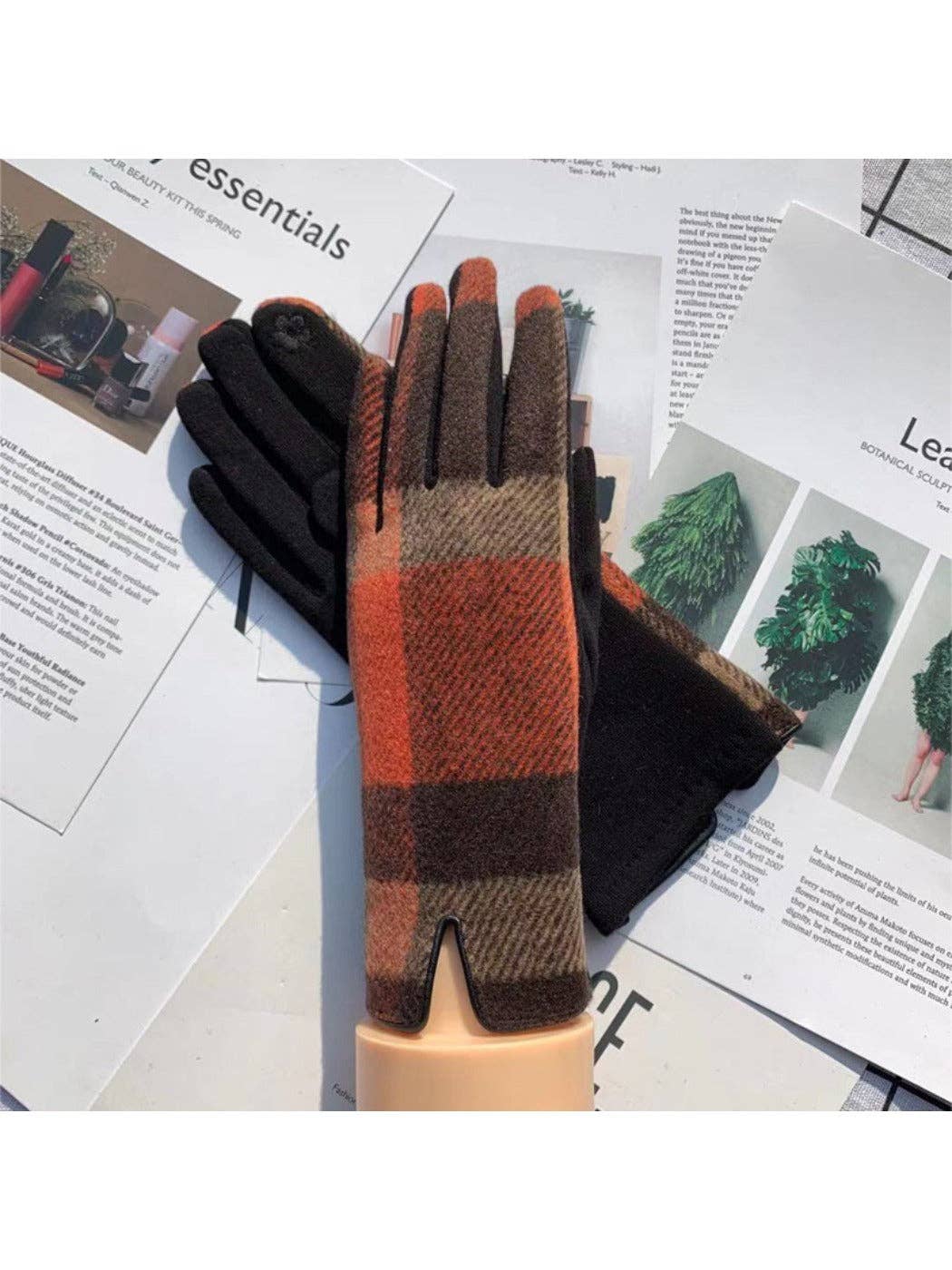 Plaid Touchscreen Gloves