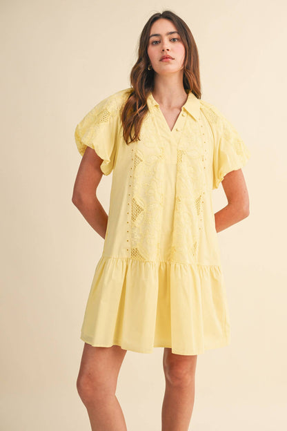 Floral Embroidery Mini Dress