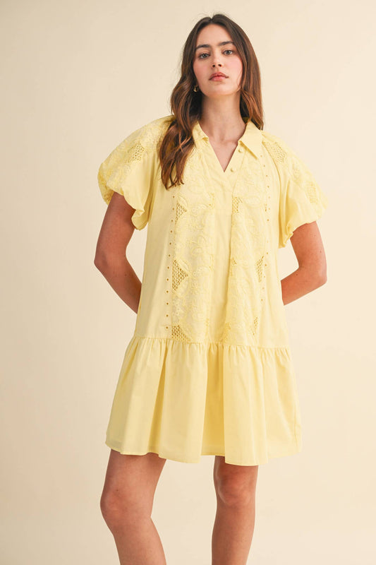 Floral Embroidery Mini Dress