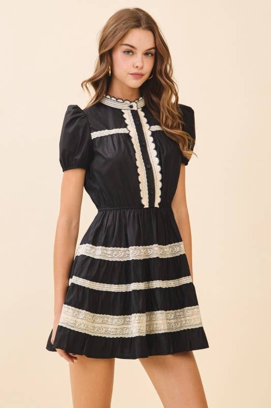 Lace Trim Mini Dress