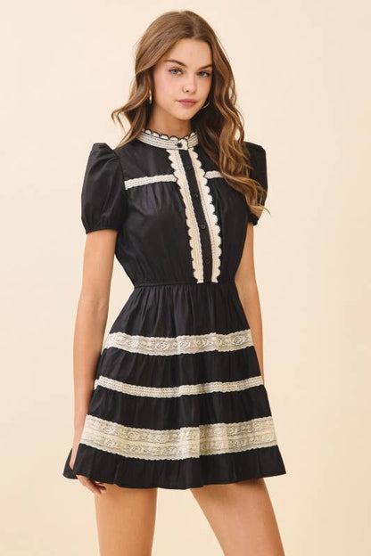 Lace Trim Mini Dress