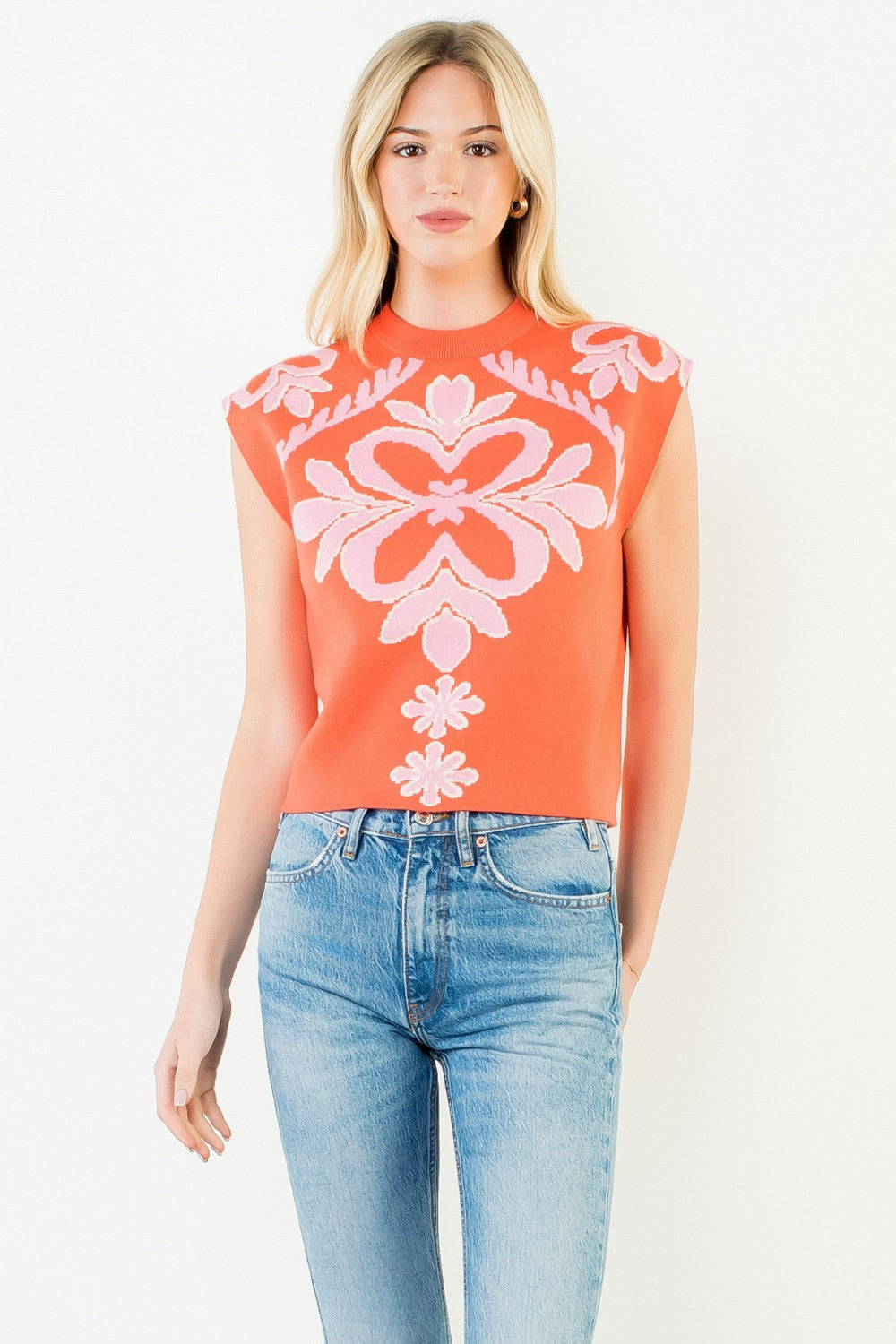 Sleeveless Patterned Knit Top