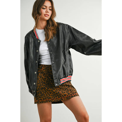 Snap-Button Varsity Bomber Jacket