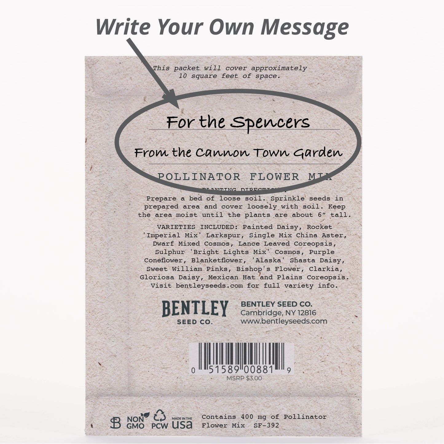 Bee Kind Help Pollinators Kraft Bee - Flower Mix Seed Packets