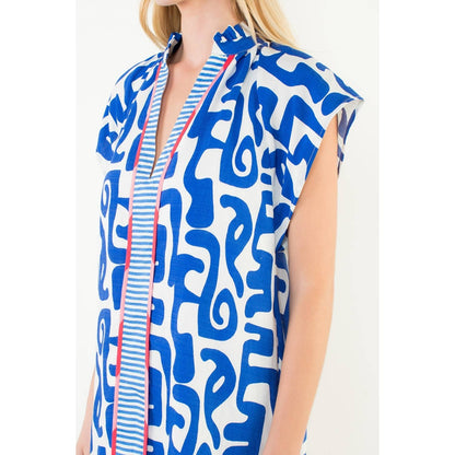 Short Sleeve Pattern V-Neck Dress