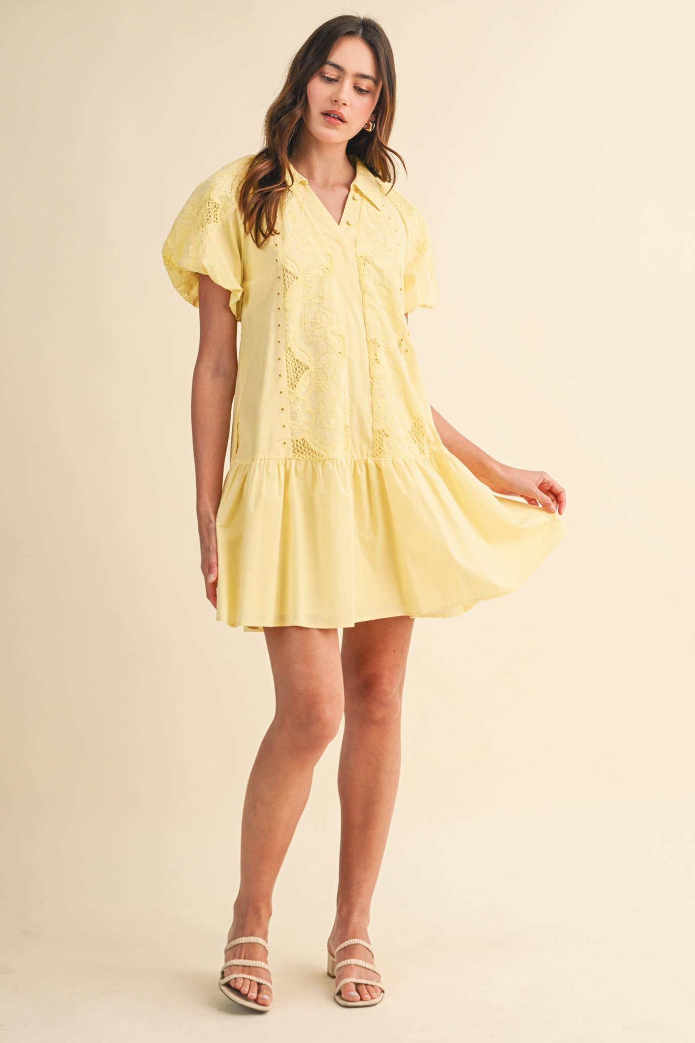 Floral Embroidery Mini Dress