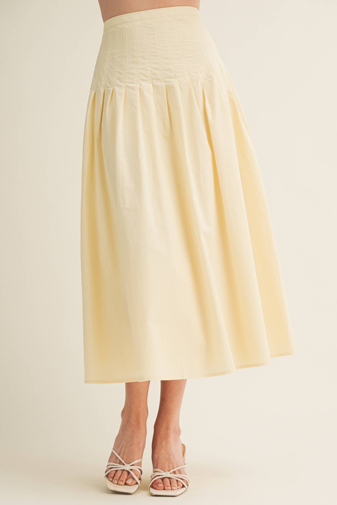 POPLIN SKIRT WITH PLEATED DETAILS