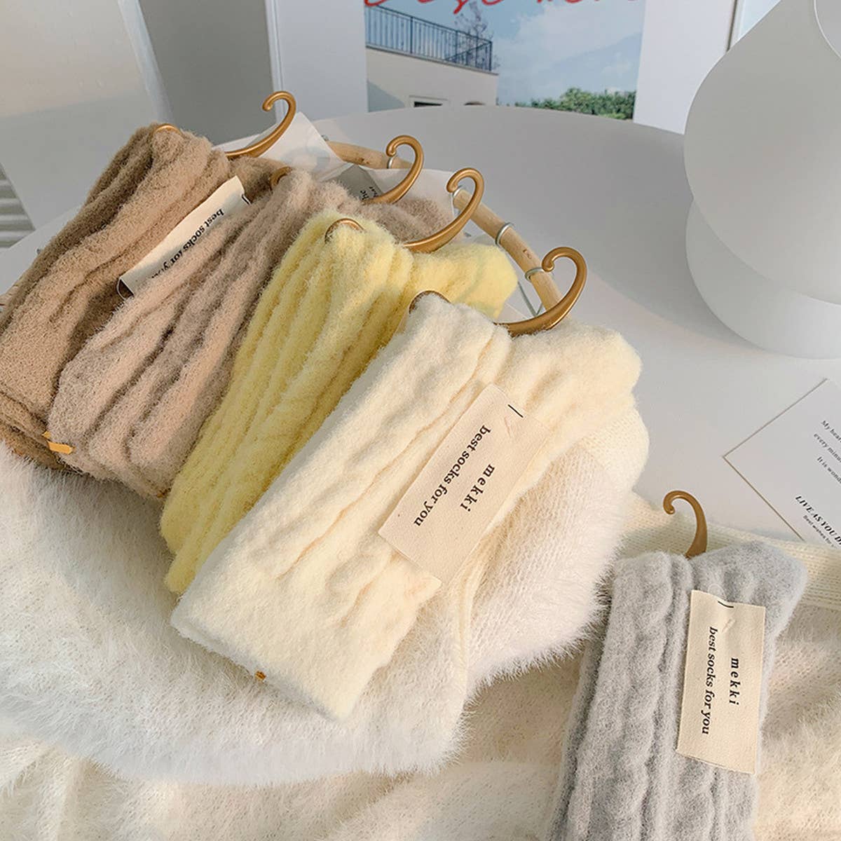 Cable Knit Fuzzy Socks