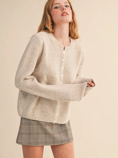 Marled Knit Sweater Cardigan