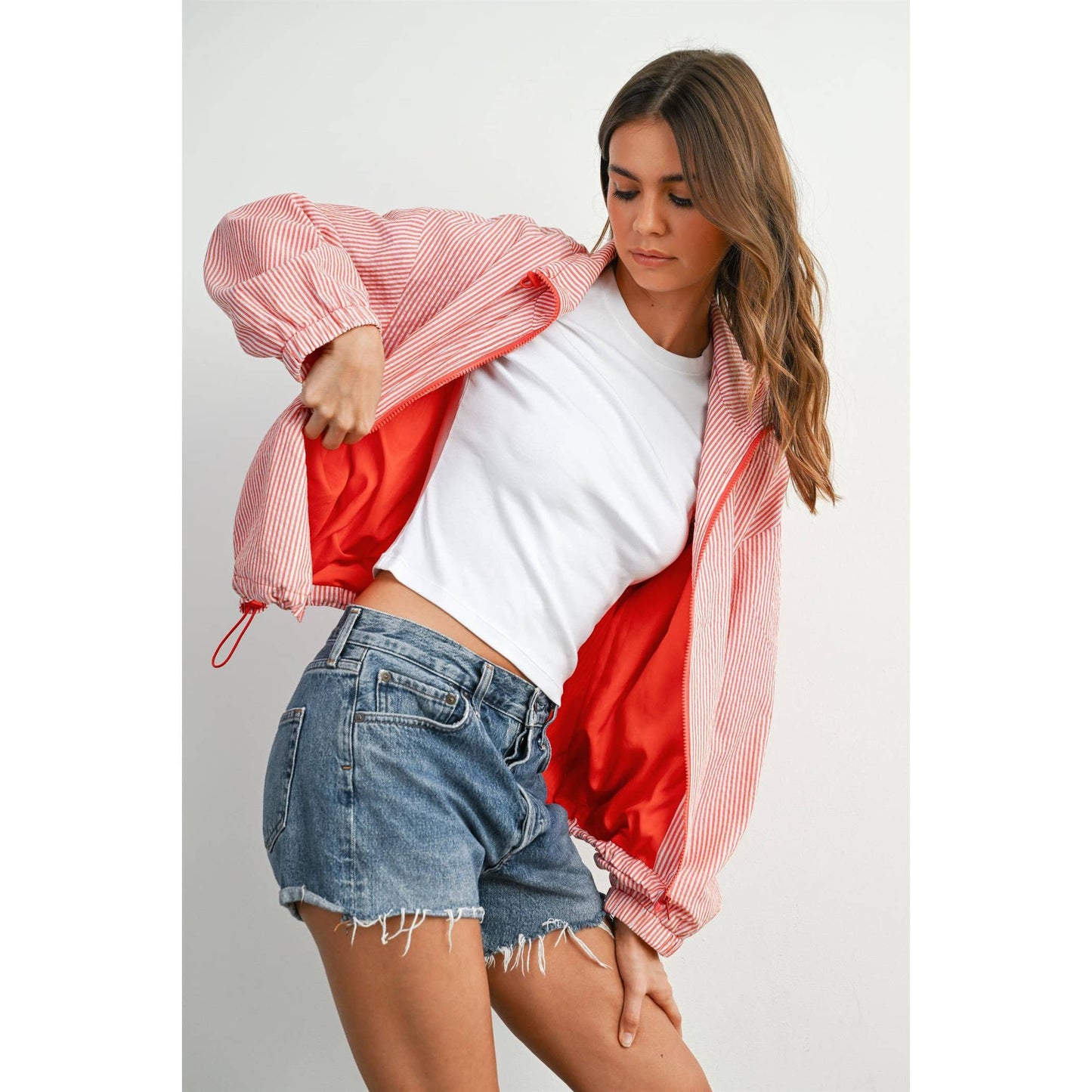 Striped Drawstring Jacket