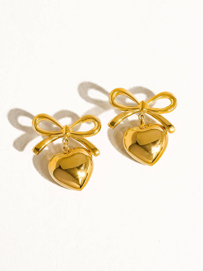 Melody Bow Heart Studs