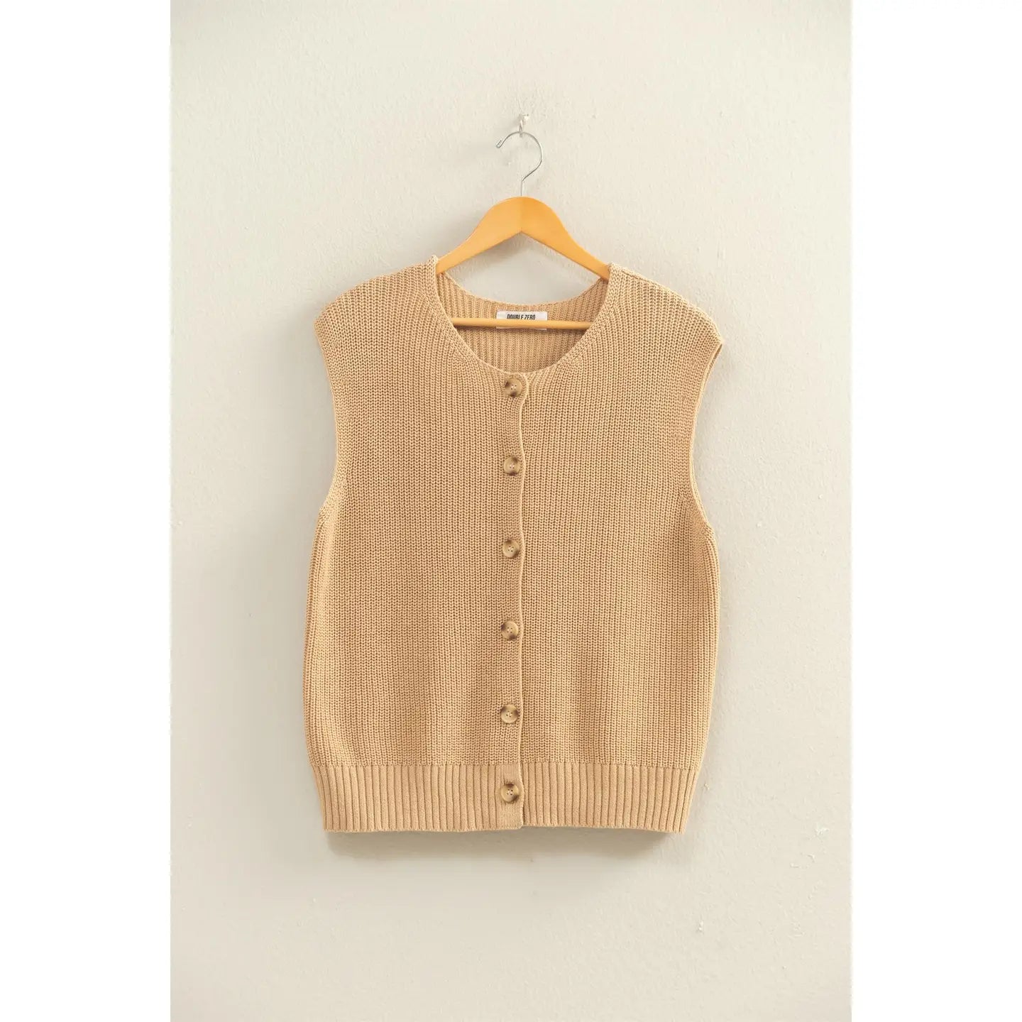 Sleeveless Button-Up Ribbed Vest