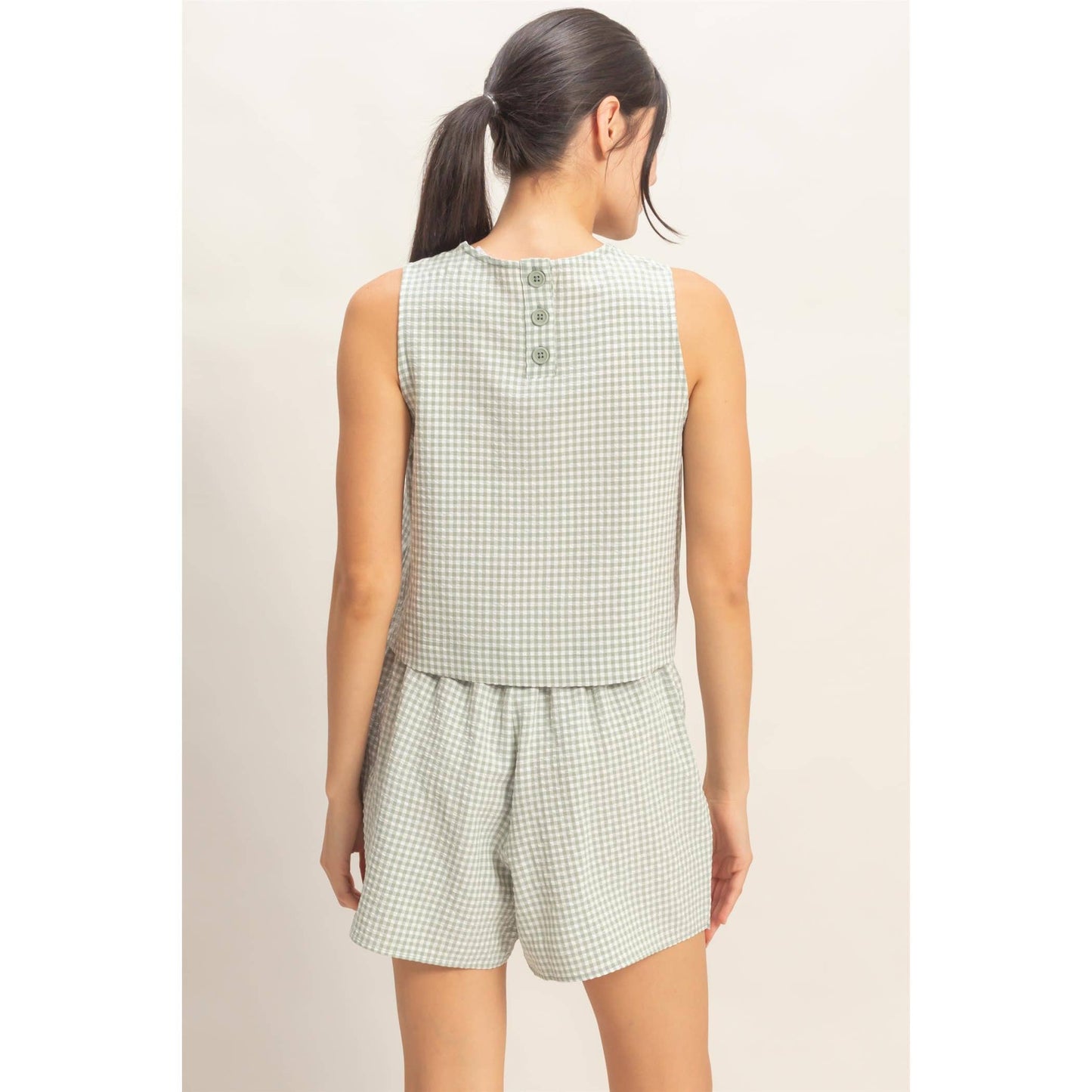 Gingham Checkered Sleeveless Top And Skort Set
