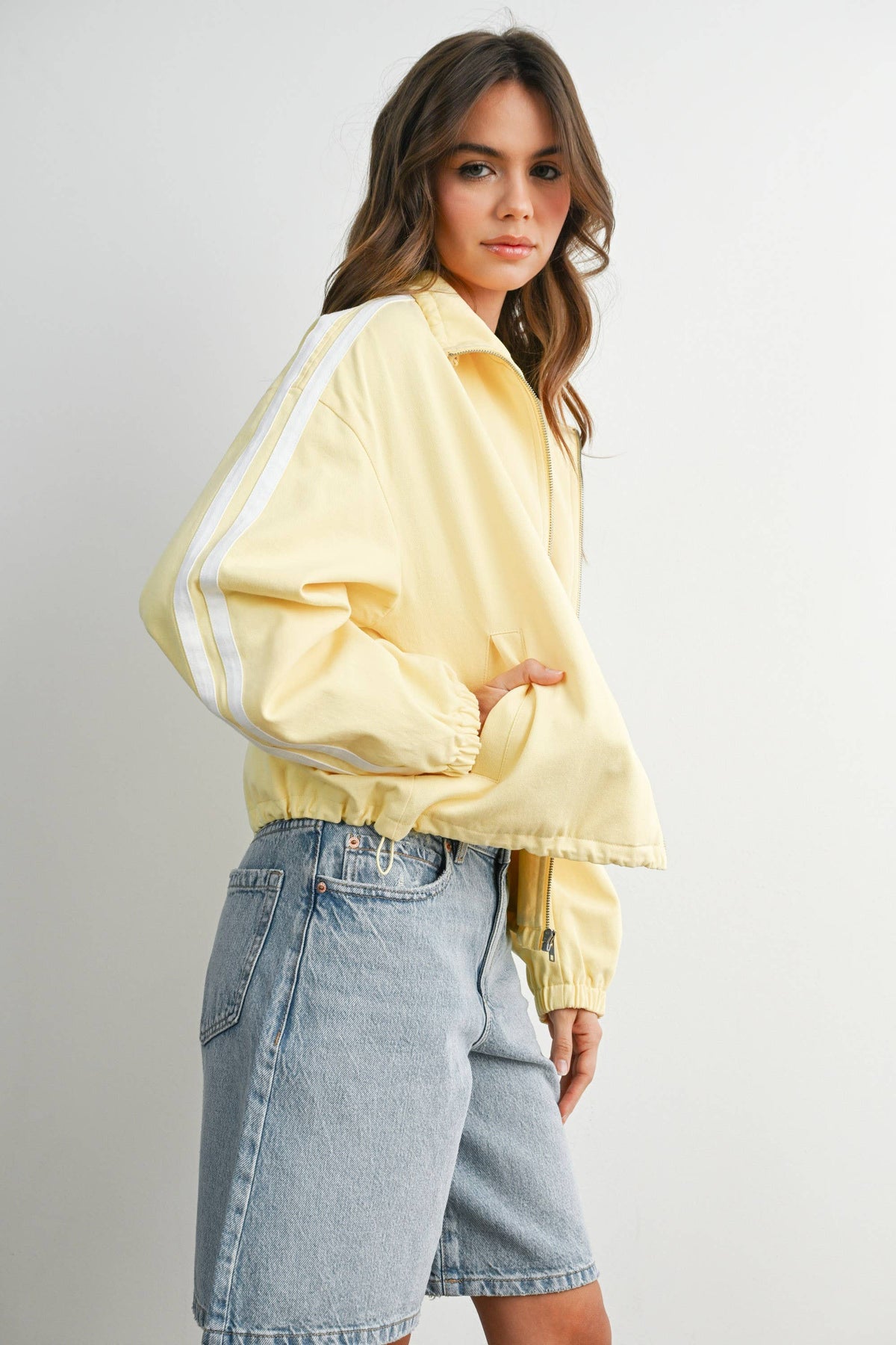 The Marina Stripe Twill Track Jacket
