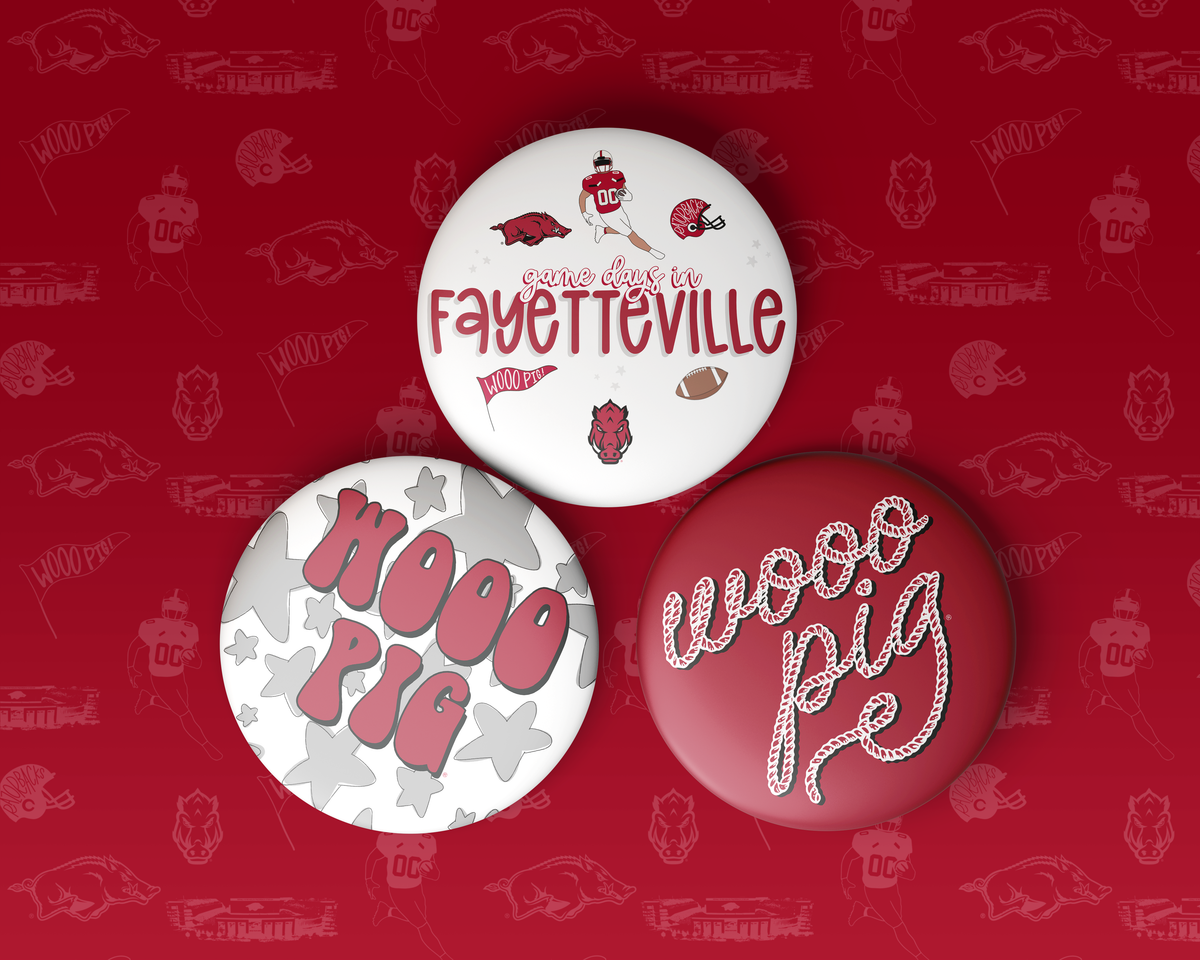 Arkansas Game Day Tailgate Buttons | Game Day Pins