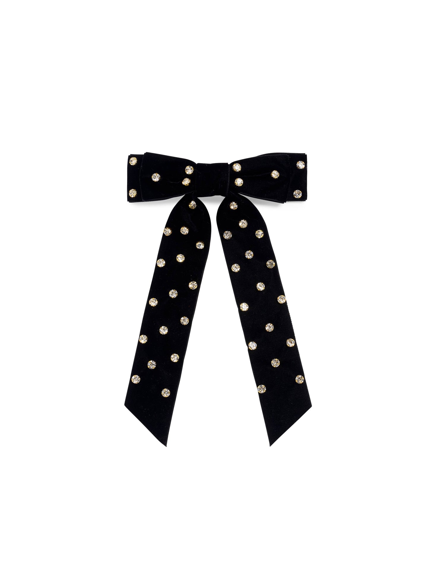 VELVET AND RHINESTONES BOW CLIP