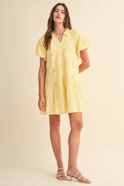Floral Embroidery Mini Dress