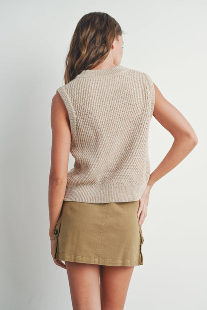 Sleeveless Crew Neck Sweater Knit Vest