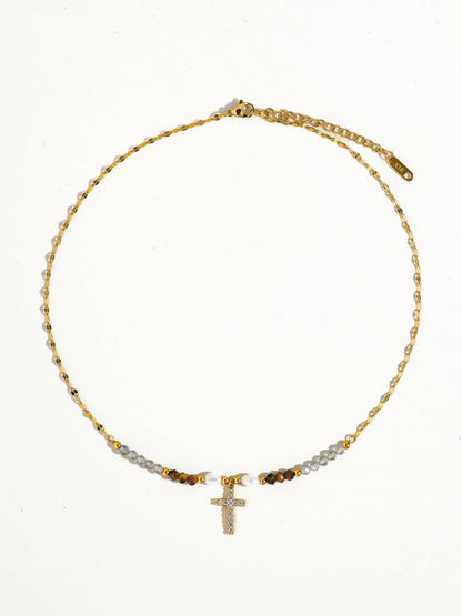 Lumiere Beaded Cross Necklace