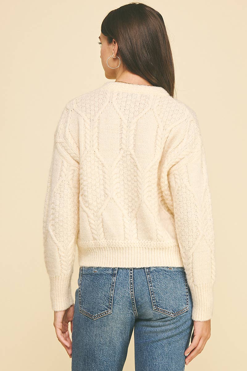 TEXTURED CROP KNIT SWEATER
