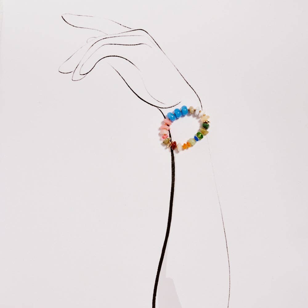 7.25 Mixed Colorful Resin Bead Stretch Bracelet