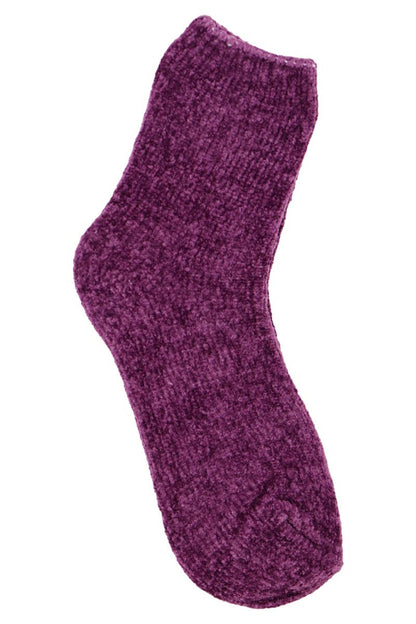 Velvety Chenille Knitted Quarter Socks