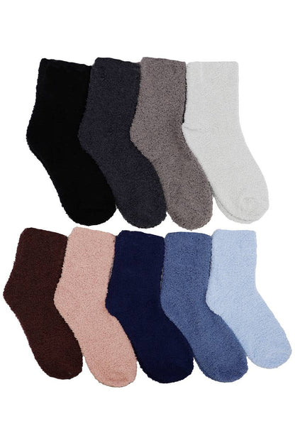 Solid Fuzzy Mid-Crew Cozy Lounge Socks