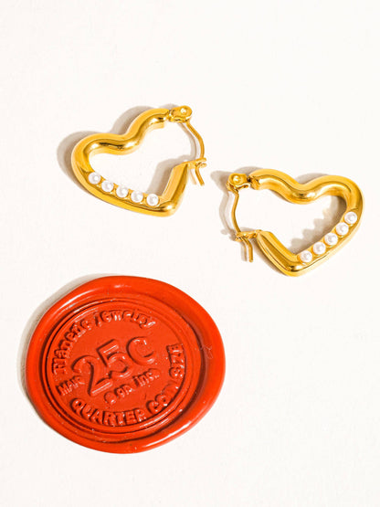 Avena Pearl Heart Hoops