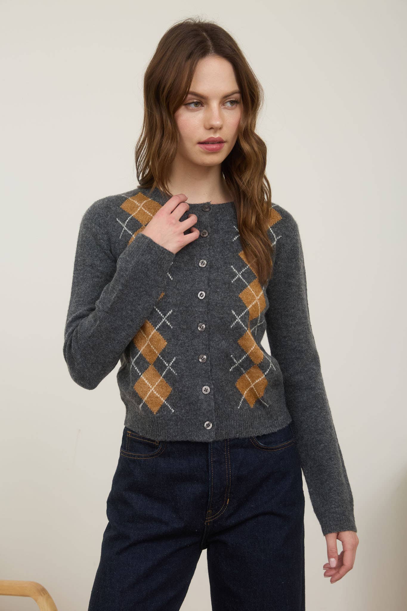 ARGYLE PATTERN CARDIGAN